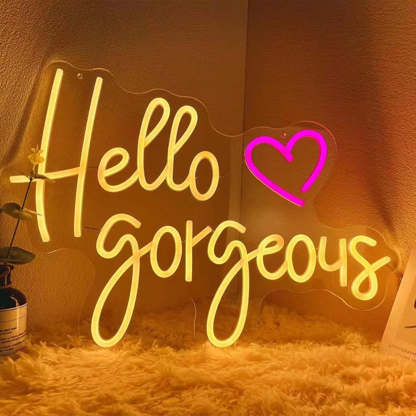 Let'S Party Neon Sign Lights for Wall Decor for Bedroom Home Decoration 5V USB Party Decoration (Warm, 19.7 * 13.78Imch)