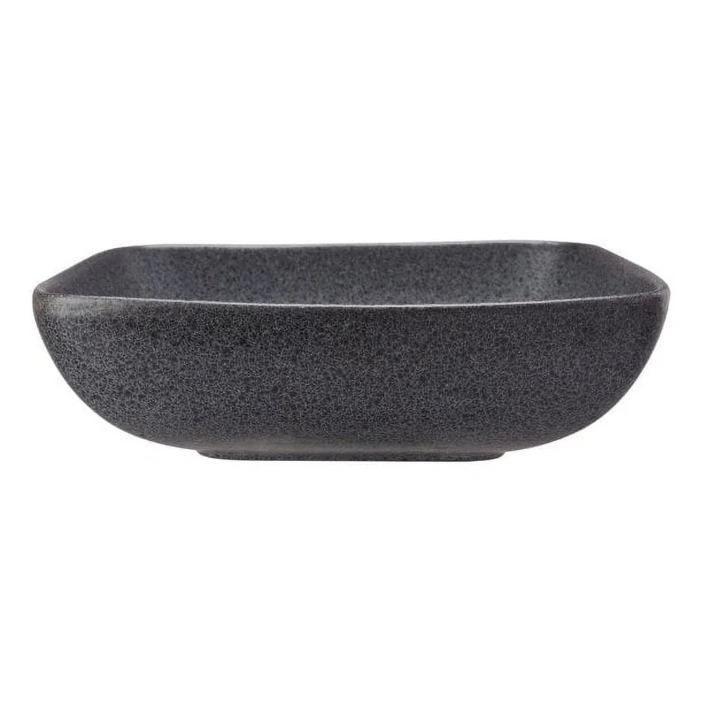 Square Stoneware Dinner Bowl Durable Reactive Glaze Mottled Design Microwave Dishwasher Safe Unique Kitchen Decor Modern Dining