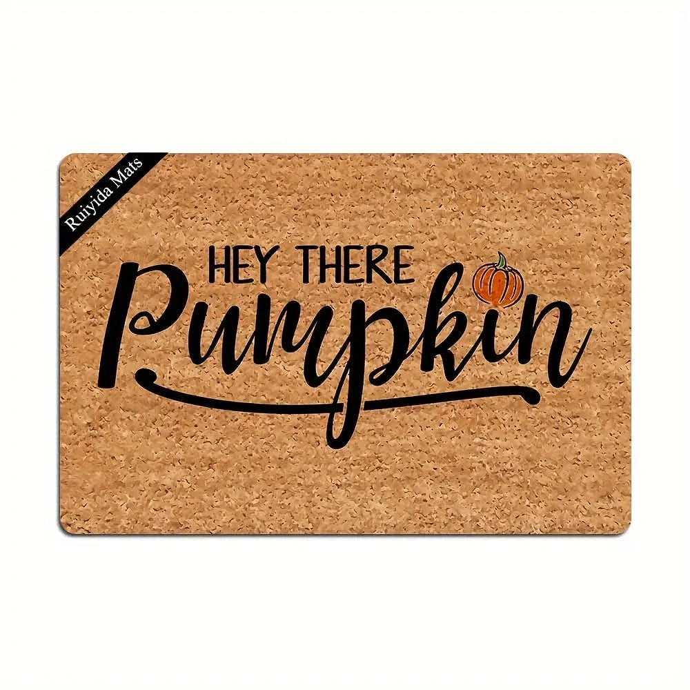 Hey There Pumpkin Non-Slip Door Mat, Durable and Waterproof Floor Mat for Entryway Orbathroom, Soft and Decorative with Festive