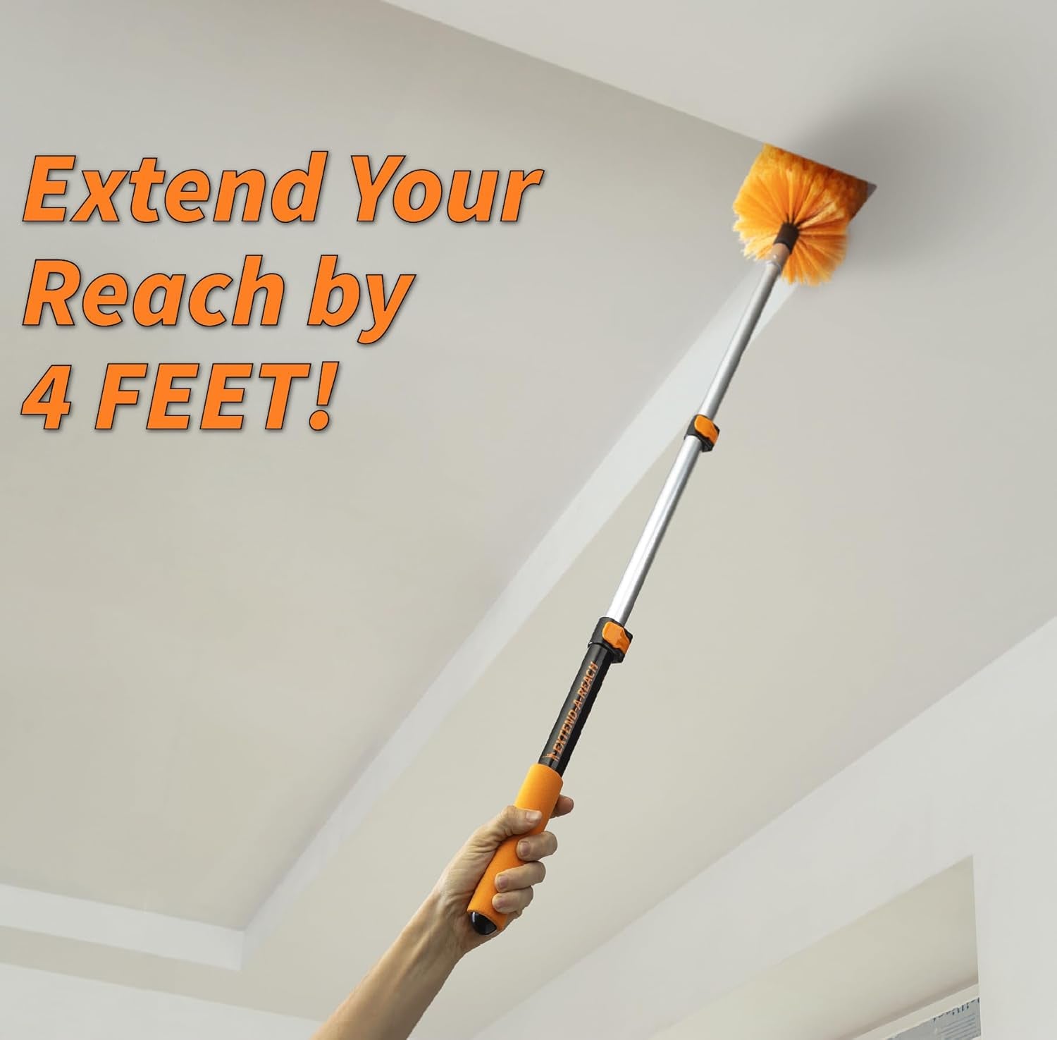 1.5-3 Ft Long Paint Roller Extension Pole // Multi-Purpose Telescopic Extension Pole with Universal Twist-On Metal Tip // Lightweight & Sturdy Extendable Pole for Painting Dusting and Window Cleaning