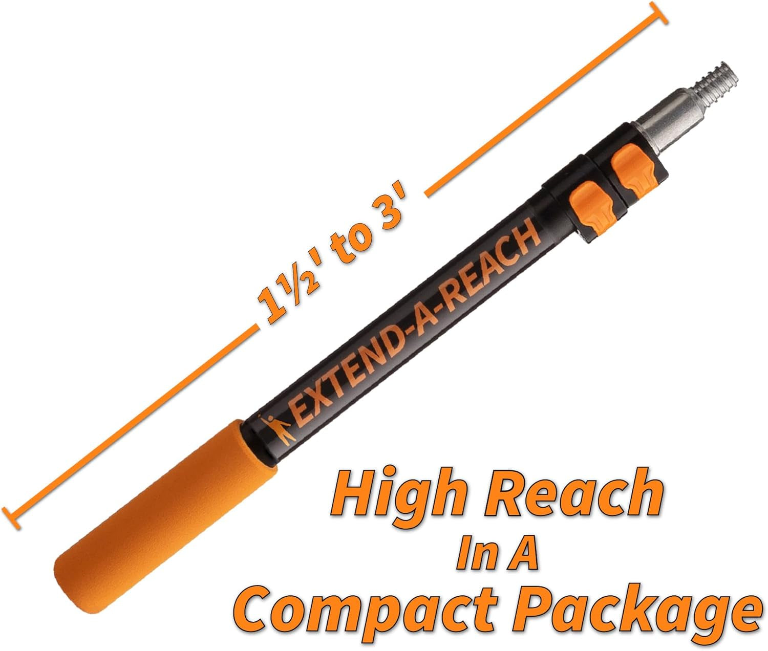 1.5-3 Ft Long Paint Roller Extension Pole // Multi-Purpose Telescopic Extension Pole with Universal Twist-On Metal Tip // Lightweight & Sturdy Extendable Pole for Painting Dusting and Window Cleaning