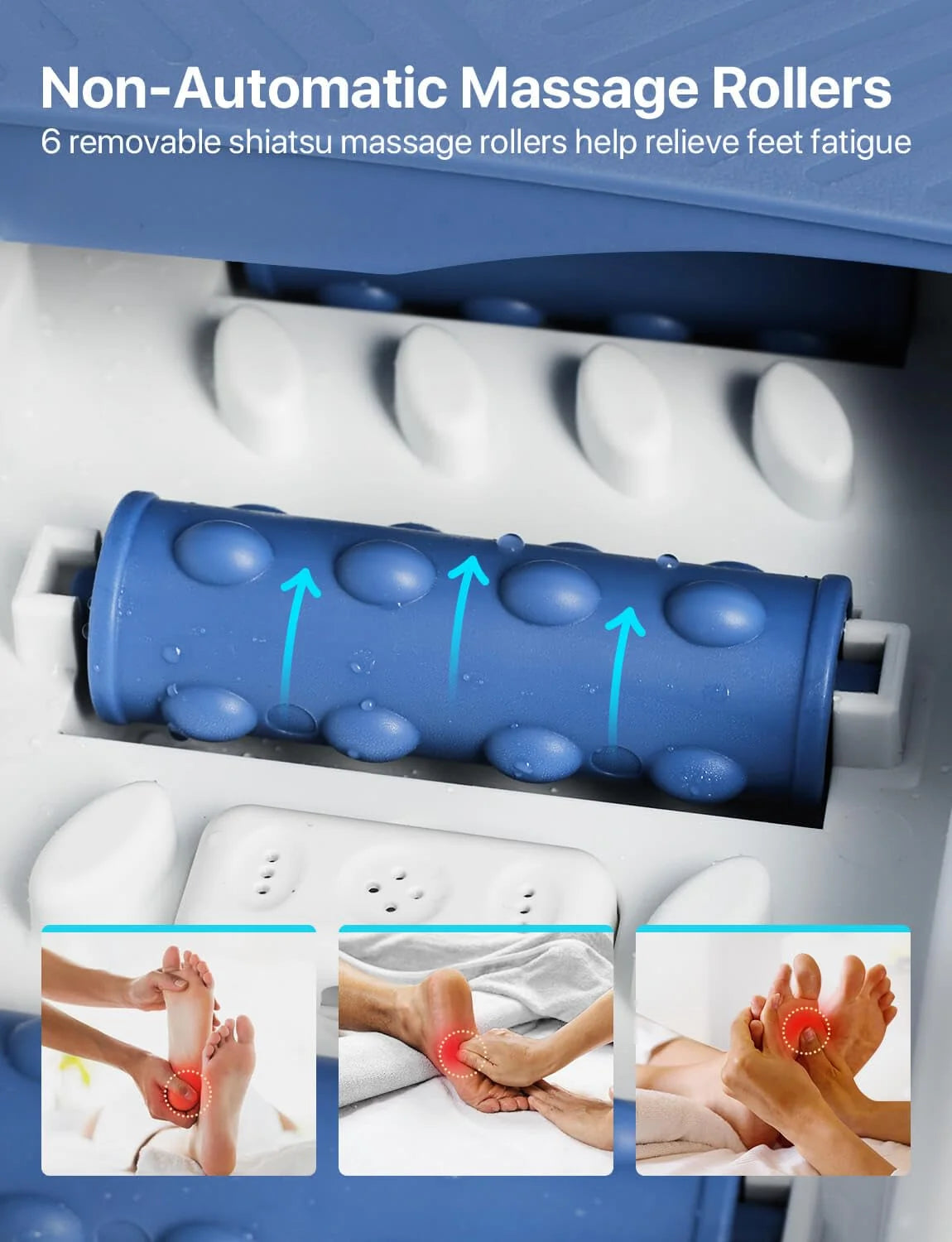 Collapsible Foot Spa Bath Massager with Heat, Remote Control, Temperature Control, Bubbles, Pumice Stone, Timer, Foot Spa Soak Tub (Bule-White)
