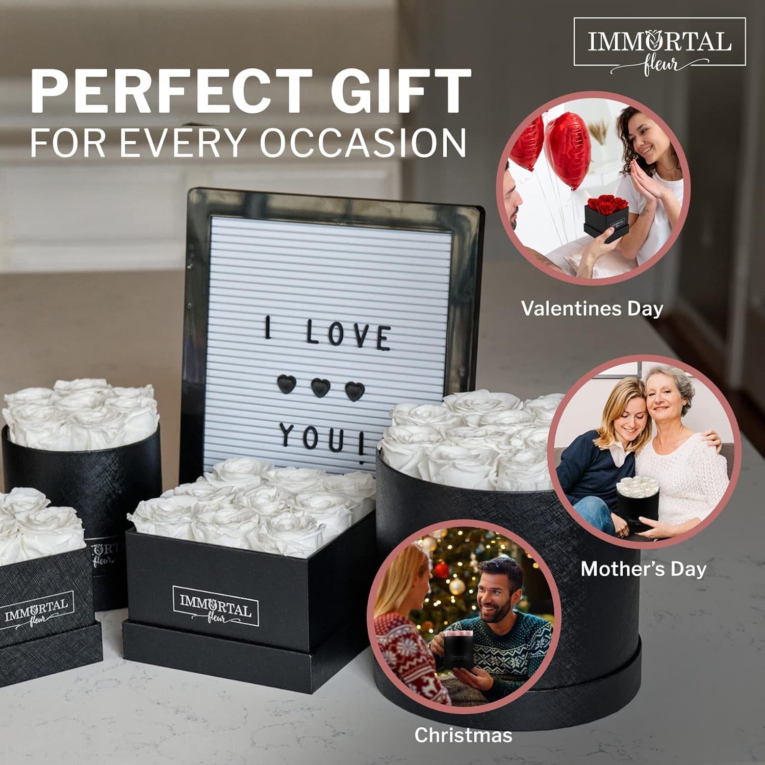 Preserved Roses in a Box, Preserved Flowers, Forever Roses Box, Mom Birthday Gifts from Daughter, Flowers for Delivery Prime Birthday, Sympathy Flowers, White 12