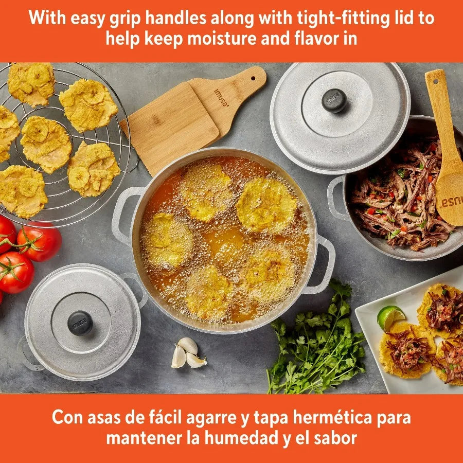 IMUSA 1.5/2.5/5.2Qt Cast Aluminum Caldero 3Pc Set - 18/22/28Cm