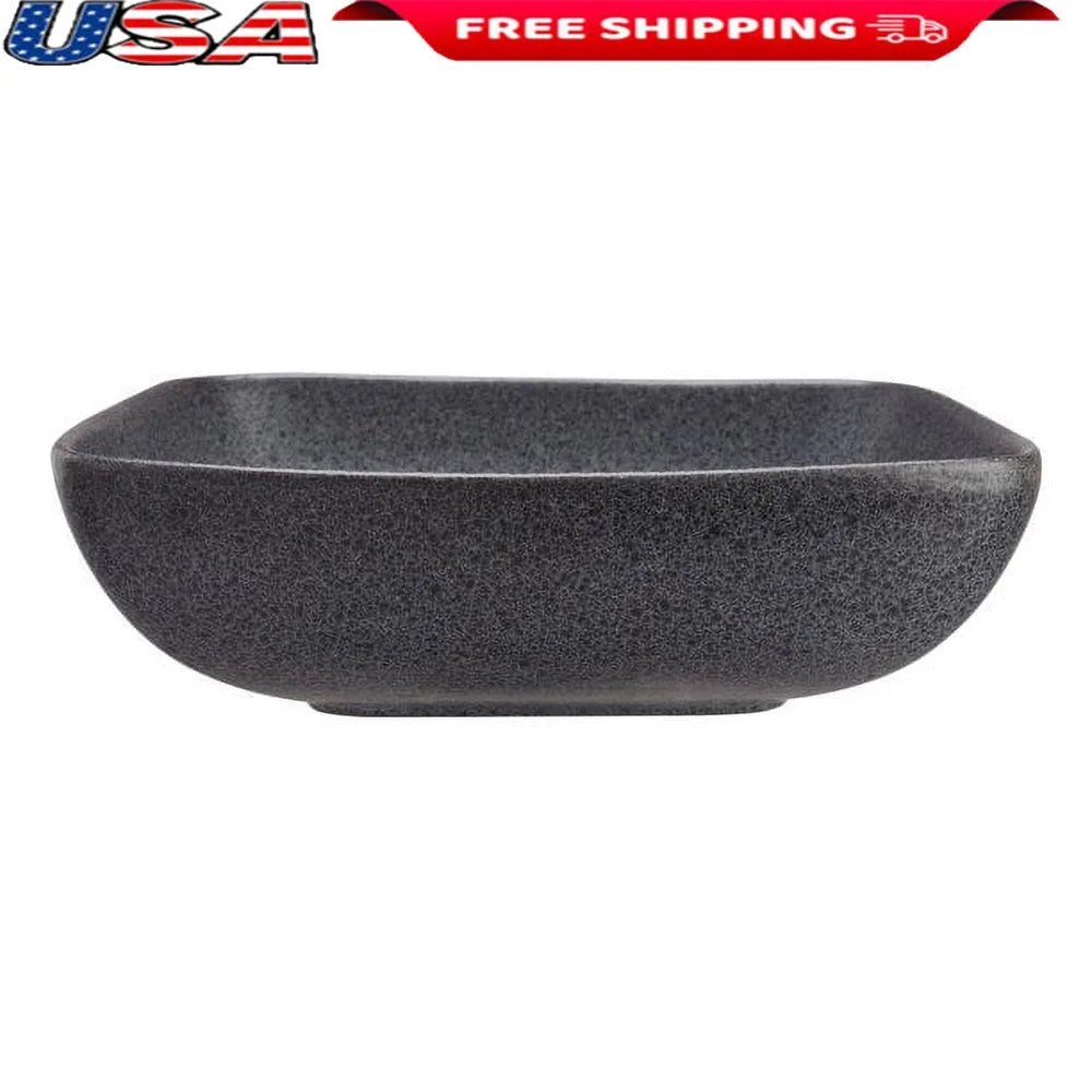 Square Stoneware Dinner Bowl Durable Reactive Glaze Mottled Design Microwave Dishwasher Safe Unique Kitchen Decor Modern Dining
