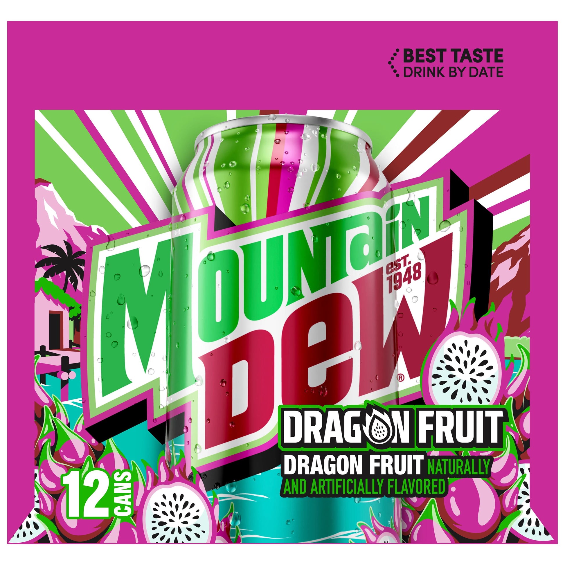 Soda Dragon Fruit 12 Fl Oz, 12 Count