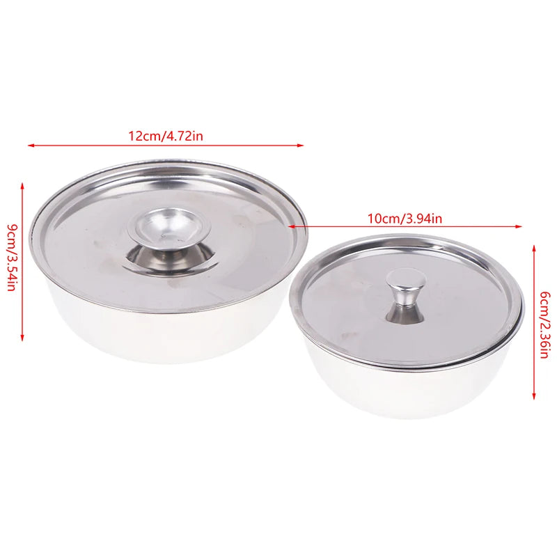 304 Stainless Steel Steamed Egg Bowl with Lids Fruit Salad Dessert Soup Stew Bowls Food Container Rice Noodles Bowl Tableware