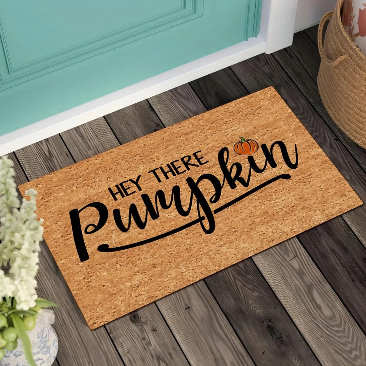Hey There Pumpkin Non-Slip Door Mat, Durable and Waterproof Floor Mat for Entryway Orbathroom, Soft and Decorative with Festive