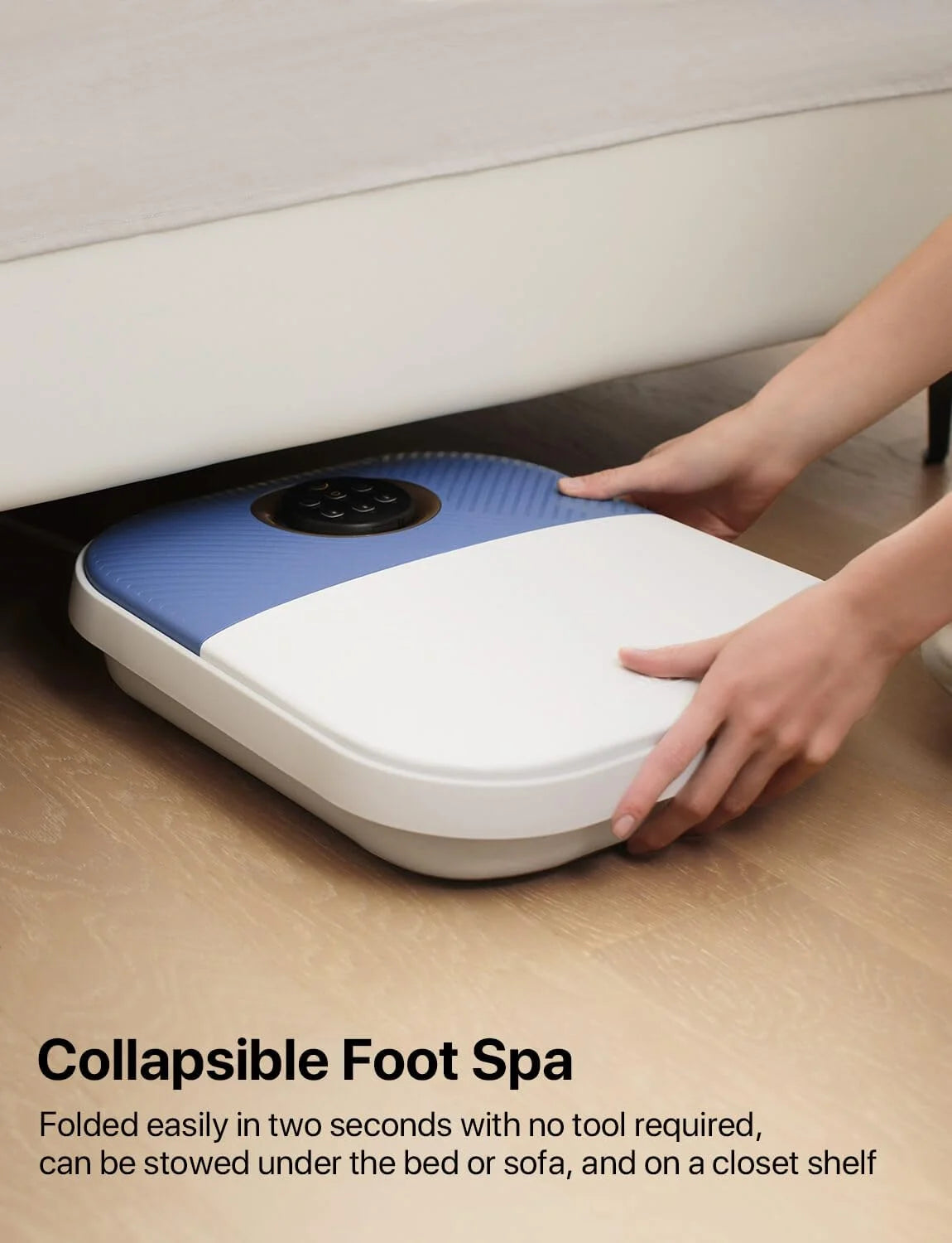 Collapsible Foot Spa Bath Massager with Heat, Remote Control, Temperature Control, Bubbles, Pumice Stone, Timer, Foot Spa Soak Tub (Bule-White)