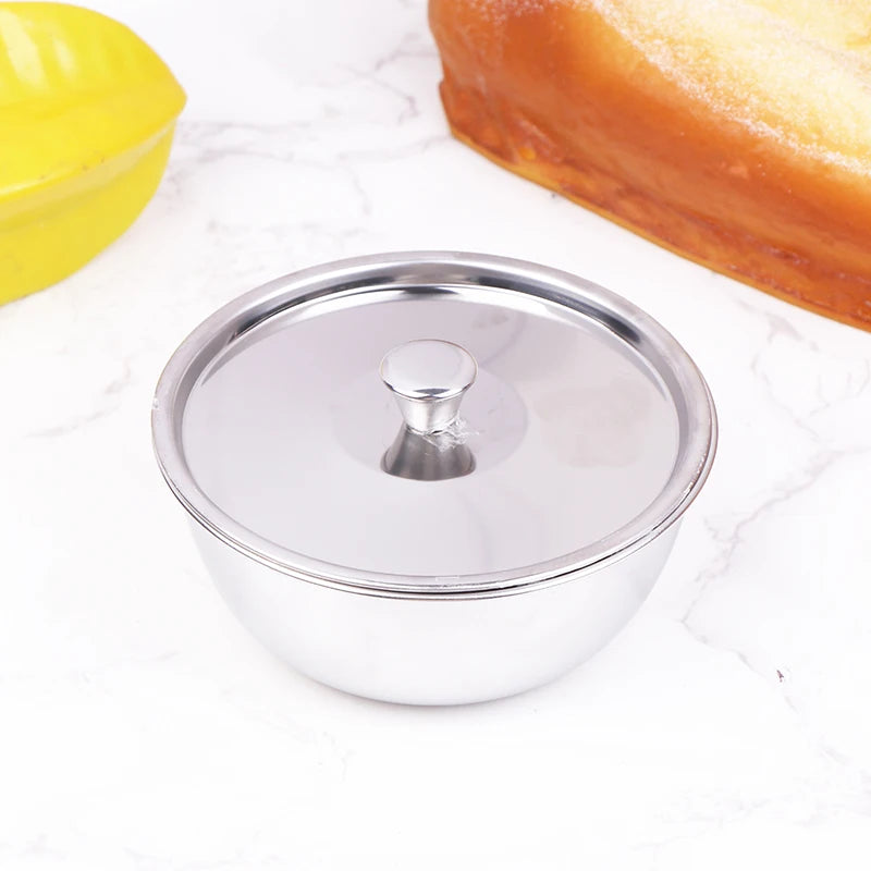 304 Stainless Steel Steamed Egg Bowl with Lids Fruit Salad Dessert Soup Stew Bowls Food Container Rice Noodles Bowl Tableware