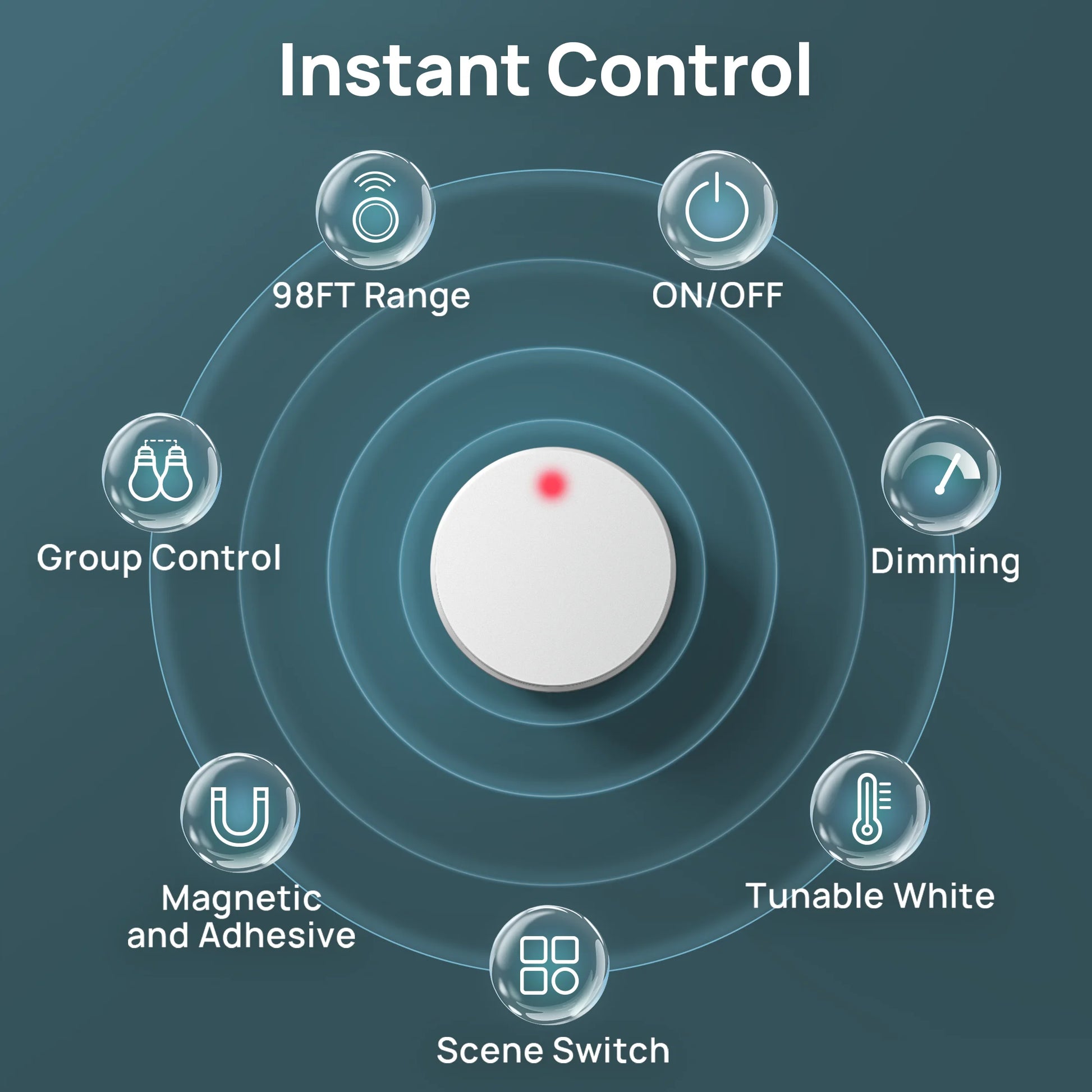Smart Button, Bluetooth Light Switch, Exclusive for /Aidot Smart Bulb, Remote Button Control, 98FT RF Range, Wire-Free, 1 Pack